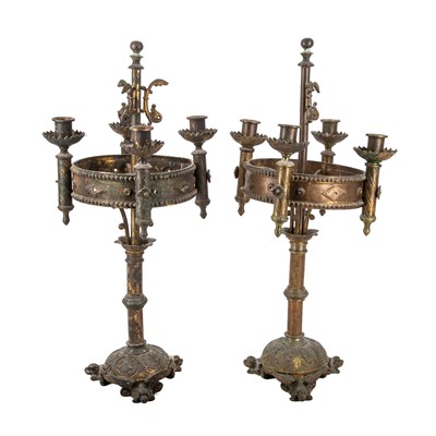 Lot 429 - A pair of cast iron French Altar candelabra, second half of the 19th century