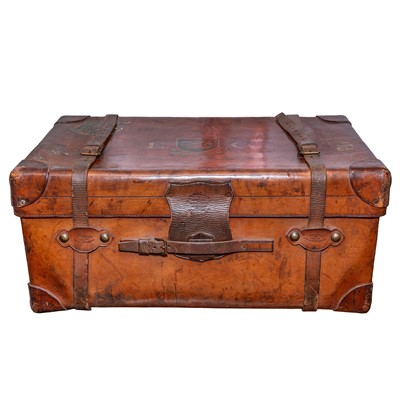 Lot 94 - A Finnigans of 18 New Bond Street brown leather travel trunk