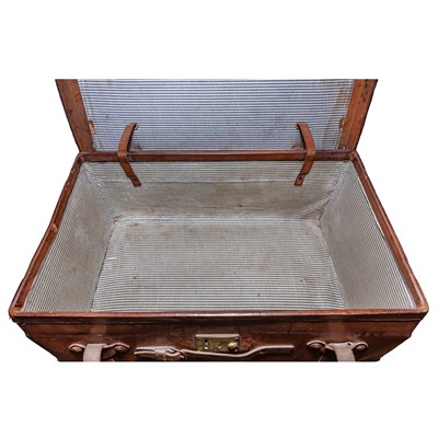 Lot 94 - A Finnigans of 18 New Bond Street brown leather travel trunk