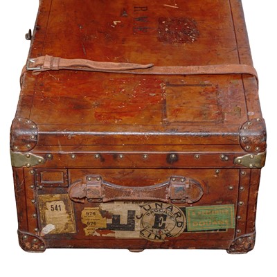 Lot 91 - A brown leather travel trunk