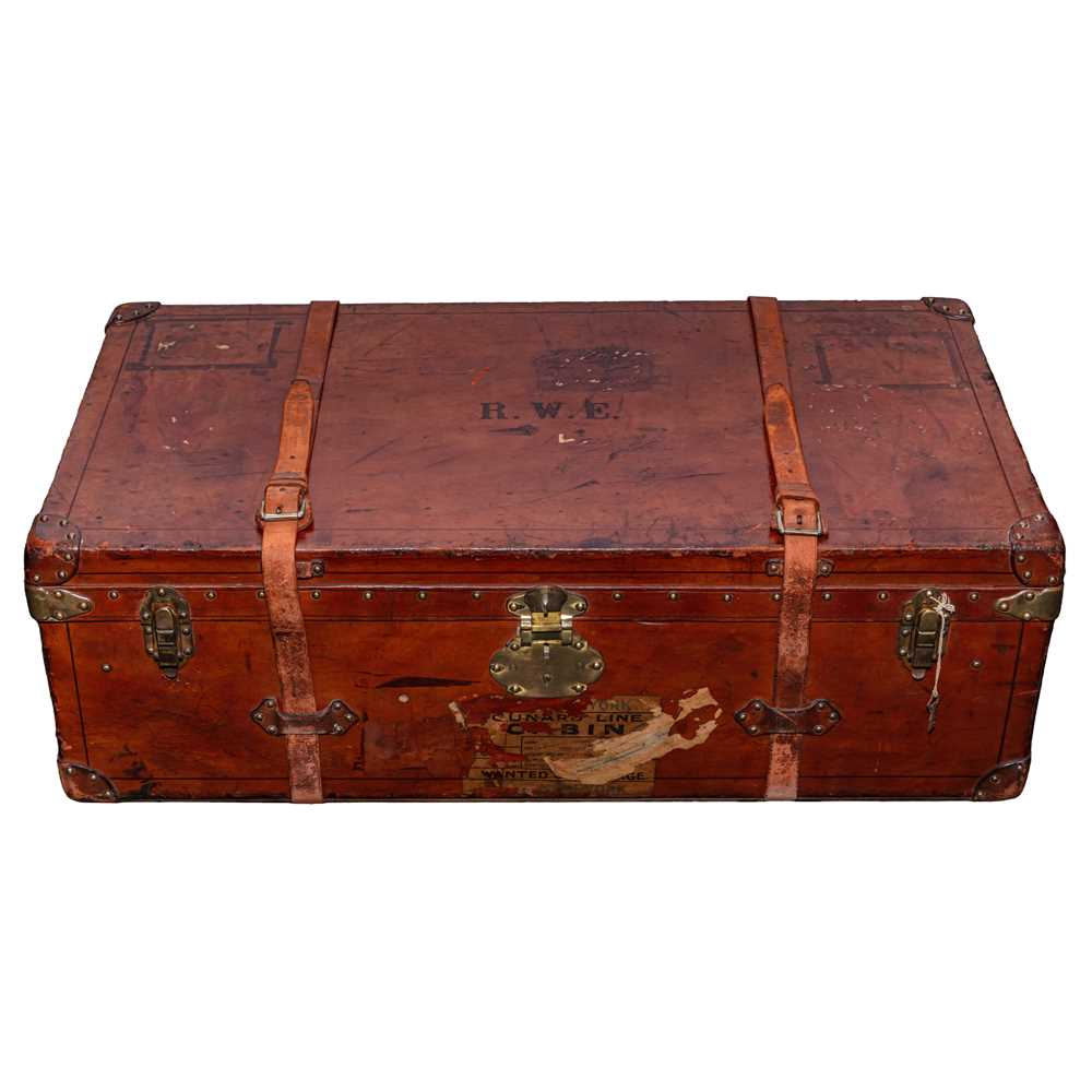 Lot 91 - A brown leather travel trunk