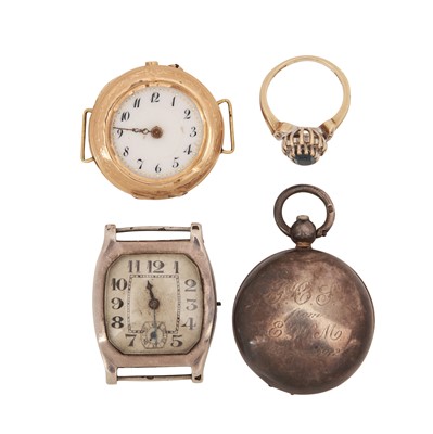 Lot 551 - Miscellaneous Jewellery Box Findings: Watches, Sovereign Case, Ring