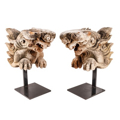 Lot 160 - A pair of Chinese architectural roof carvings, second half of the 20th century