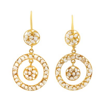 Lot 188 - A pair of pearl pendant earrings