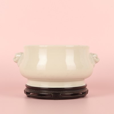 Lot 20 - A Chinese Dehua bombe censer, Qing dynasty, Kangxi period