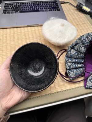 Lot 29 - A Chinese Jian black-glazed 'hare's fur' conical bowl, Song dynasty