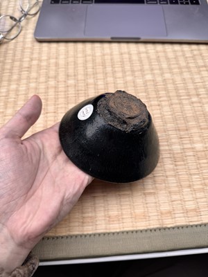 Lot 29 - A Chinese Jian black-glazed 'hare's fur' conical bowl, Song dynasty