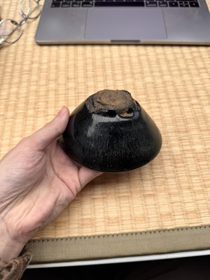 Lot 29 - A Chinese Jian black-glazed 'hare's fur' conical bowl, Song dynasty