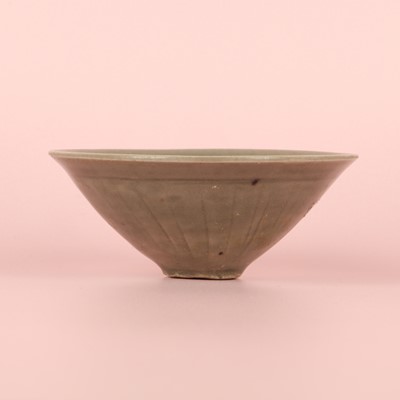Lot 40 - A small Chinese Yaozhou celadon 'fish' moulded bowl, Northern Song dynasty