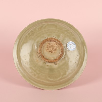 Lot 42 - A rare Chinese Yaozhou celadon 'butterfly' moulded dish, Song dynasty