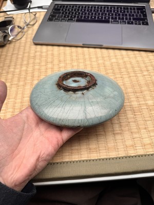 Lot 33 - A fine Chinese Jun blue-glazed dish, Northern Song - Jin dynasty