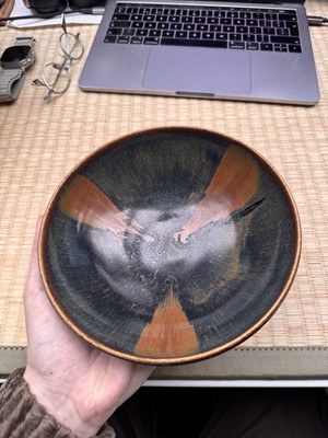 Lot 34 - A fine Chinese Henan russet-splashed black-glazed bowl, Song dynasty
