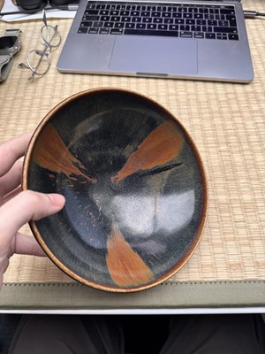 Lot 34 - A fine Chinese Henan russet-splashed black-glazed bowl, Song dynasty