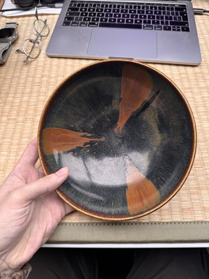 Lot 34 - A fine Chinese Henan russet-splashed black-glazed bowl, Song dynasty