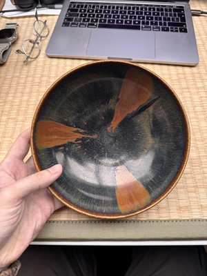 Lot 34 - A fine Chinese Henan russet-splashed black-glazed bowl, Song dynasty