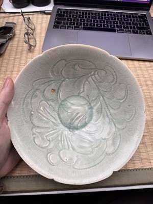 Lot 16 - A Chinese Qingbai 'peony' carved bowl, Southern Song dynasty