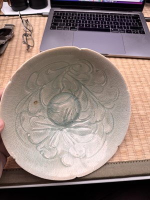 Lot 16 - A Chinese Qingbai 'peony' carved bowl, Southern Song dynasty