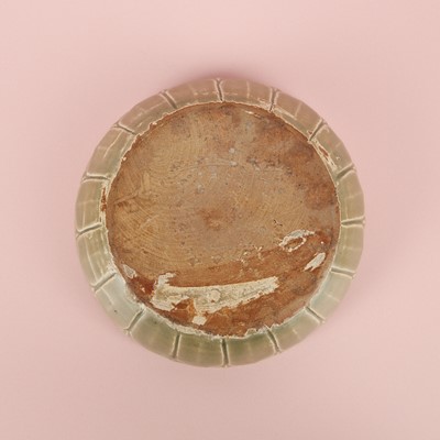 Lot 11 - A Chinese Yue celadon 'lotus' washer, Song dynasty