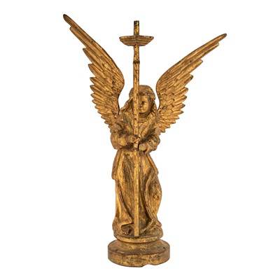 Lot 422 - A Victorian gilded cast iron torchere modelled as an angel, circa 1890