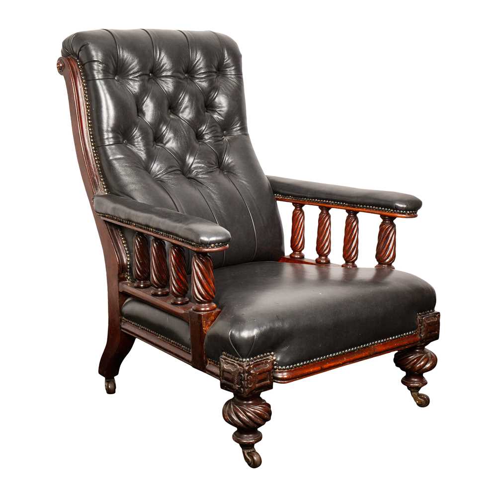 Lot 17 - A William IV mahogany library armchair