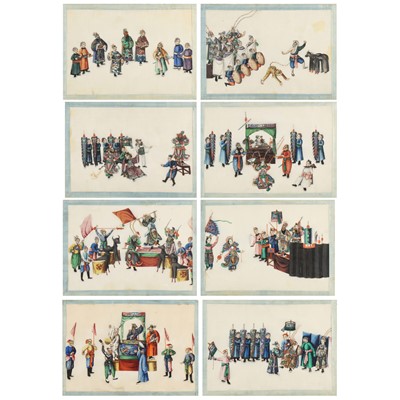 Lot 225 - A set of eight Chinese pith paper paintings, Qing dynasty, 19th century