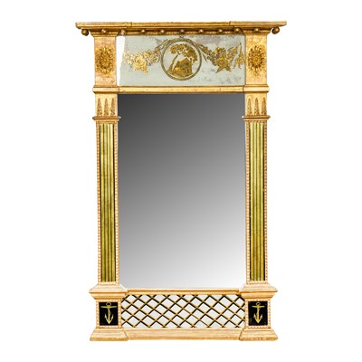 Lot 78 - A Regency giltwood and verre églomisé pier mirror