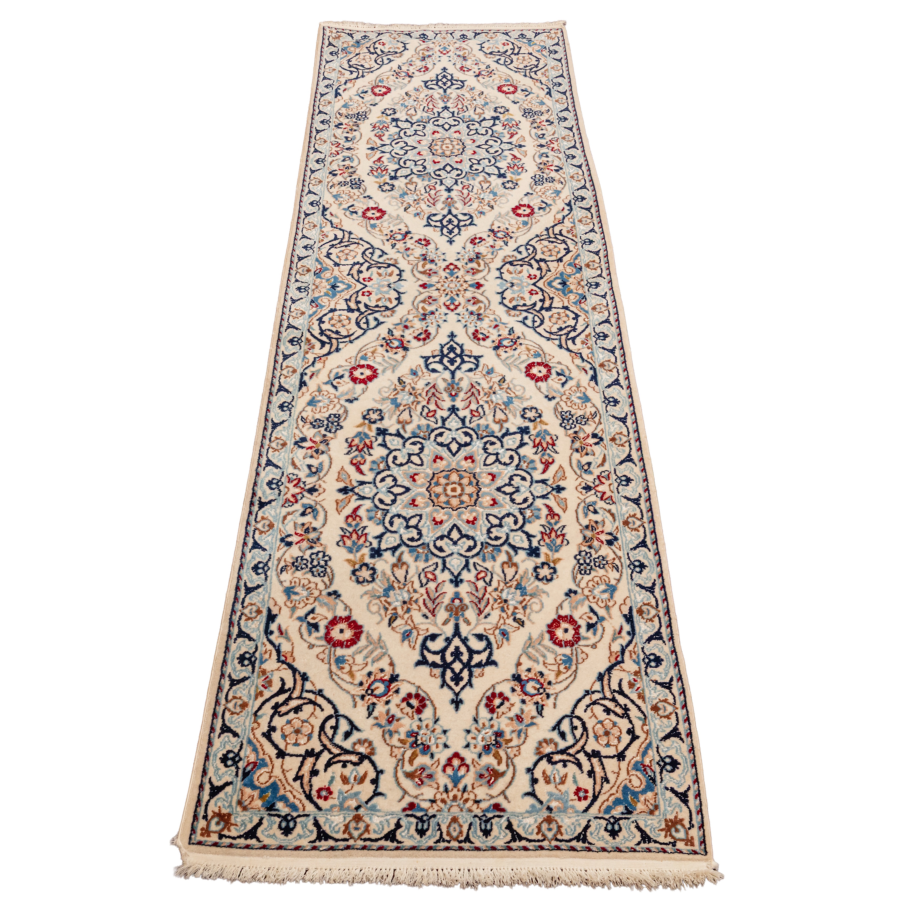 Lot 19 - A fine part silk Nain runner, central Persia