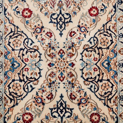 Lot 19 - A fine part silk Nain runner, central Persia