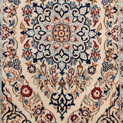 Lot 19 - A fine part silk Nain runner, central Persia