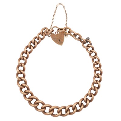 Lot 19 - A heart lock fancy-link bracelet, circa 1960