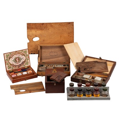 Lot 273 - A Collection of Artist's Materials including a Mahogany Artist's box