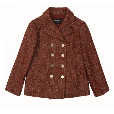 Lot 70 - Chanel Rust Wool Fantasy Tweed CC Jacket - Size 40