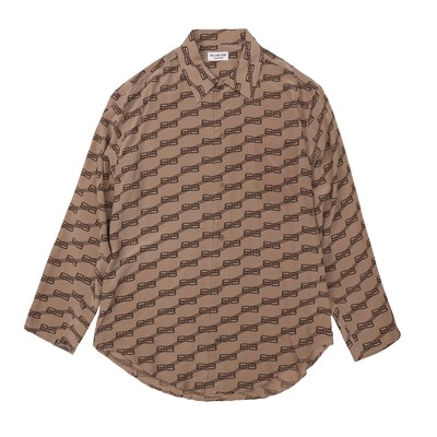 Lot 303 - Balenciaga Homewear Beige Monogram Shirt - Size 34