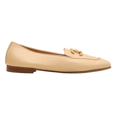 Lot 127 - Chanel Beige CC Pearl Flat Loafer - Size 39