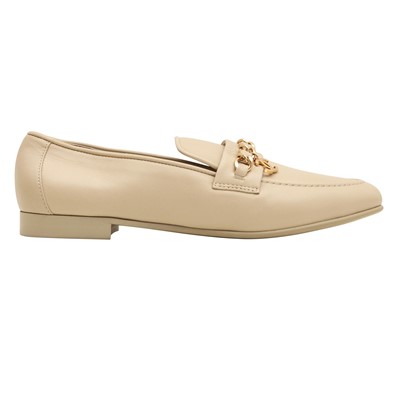 Lot 129 - Chanel Beige CC Charm Flat Loafer - Size 39.5
