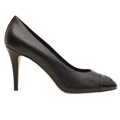 Lot 198 - Chanel Black CC Classic Heel Pump - Size 38.5