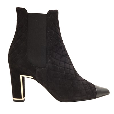 Lot 166 - Chanel Black Quilted CC Heel Ankle Boot - Size 39