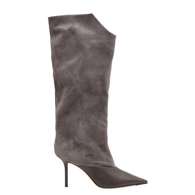 Lot 407 - Jimmy Choo Grey Brelan Knee High Boot 85 - Size 39