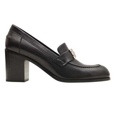 Lot 231 - Hermes Black Dauphine Heel Loafer - Size 39