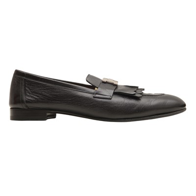 Lot 229 - Hermes Black Royal Flat Loafer - Size 39.5