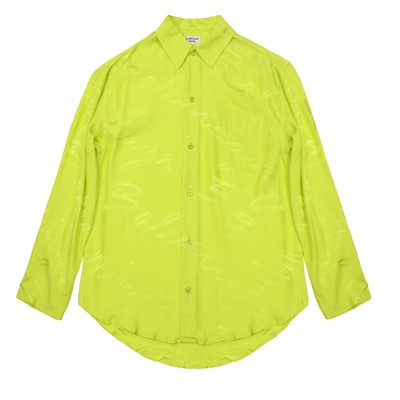 Lot 305 - Balenciaga Homewear Neon Green Logo Shirt - Size 34