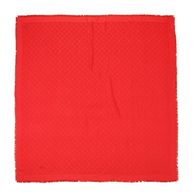 Lot 59 - Louis Vuitton Rouge Satin Classic Monogram Shawl