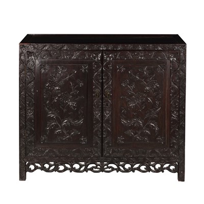 Lot 189 - A fine Chinese carved hardwood cabinet, 19th century