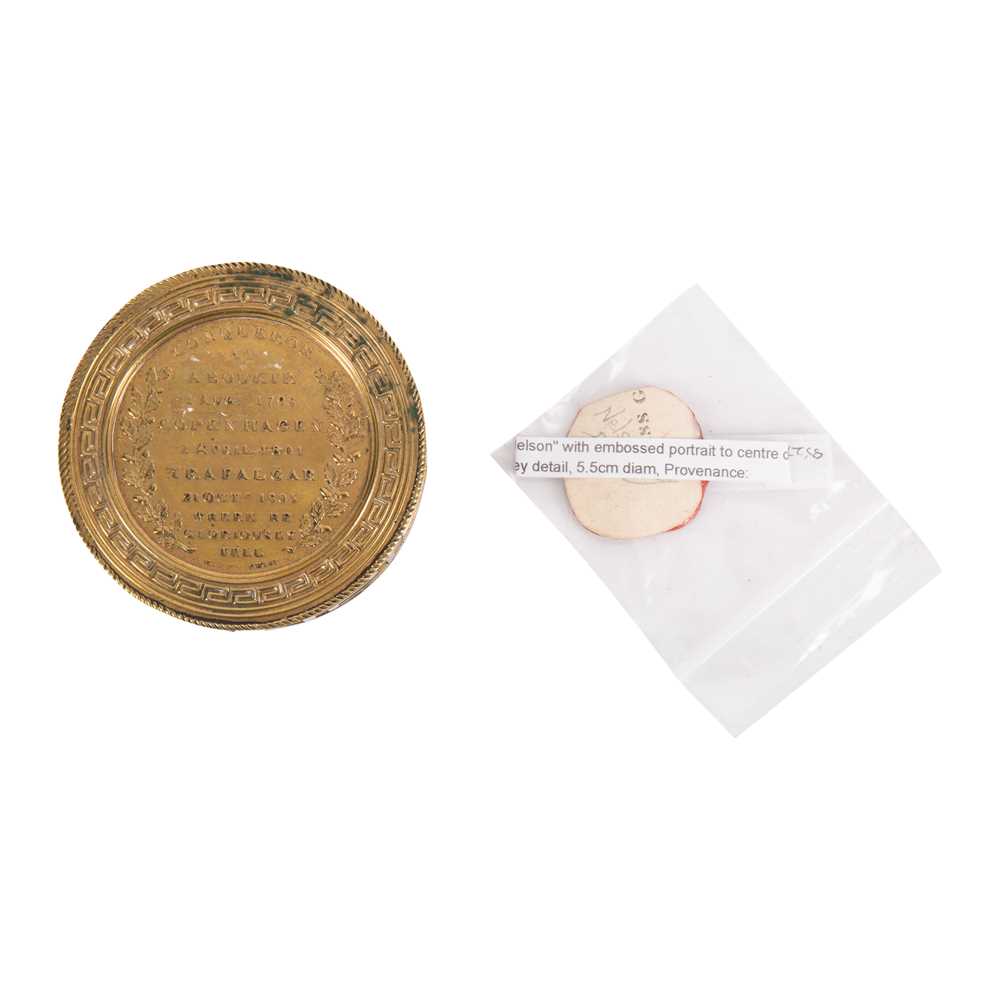 Lot 198 - Admiral Lord Nelson brass snuff box, circa
