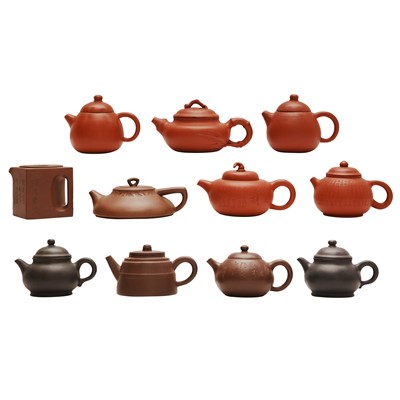Lot 179 - A group of eleven Yixing zisha teapots, 20th - 21st century