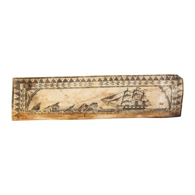 Lot 461 - Whaling Interest - A Sailor's bone scrimshaw, second half of the 19th century