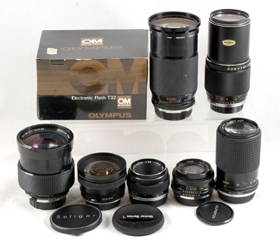 Lot 138 - An Extensive Olympus & OM Fit Lens Collection.