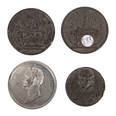 Lot 197 - Admiral Lord Nelson and the Duke of Wellington, four commemorative medals