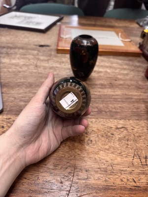 Lot 94 - A pair of Japanese cloisonné 'butterfly' vases, Meiji period