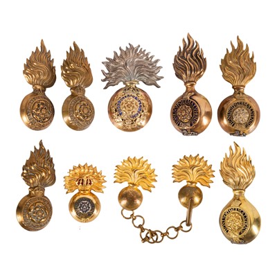 Lot 216 - Royal Fusiliers, collection of eight cap badges and a cloak chain